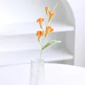 Handmade crochet orange freesia flower single stem in elegant glass vase for home decor - Orange Freesia