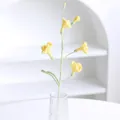 Handmade crochet yellow freesia in a clear glass vase for minimalist home decor - Yellow Freesia
