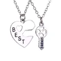 Collana Best Friends con pendenti a cuore e chiave in argento per amici e coppie - Patchwork Chiave Cuore Argento (A1150)