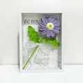 Handmade crochet purple flower in white 3D shadow box frame with pearls decoration - Purple