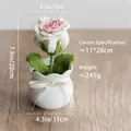 Handmade crochet pink and white rose in ceramic pot for desktop decoration - Gradient Pink Thai Rose