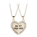 Collana Best Friends in due pezzi color oro con cuore spezzato e cristalli incastonati - Cuore Oro Strass BEST FRIENDS (A1118GO)