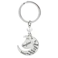 Silver I Love You To The Moon And Back keychain with heart and crescent moon charms - DAUGHTER