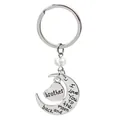 Detail of brother heart pendant and moon charm engraved with I Love You To the Moon and Back - Brother