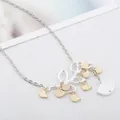 Minimalist silver necklace featuring birds on a branch pendant with two-tone finish - Eight Birds Style (XL121-8)