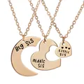 Three-piece gold sister heart necklace set with Big Middle Little Sis engravings - Gold