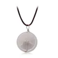 Collier pendentif artisanal en résine transparente avec de vraies graines de pissenlit - Pissenlit
