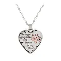 Collana a cuore in argento con zampa di strass rosa e incisione commemorativa - Stile Strass Rosa (A1707PI)