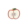 Cute red enamel apple brooch in gold-plated alloy, cartoon fruit accessory for women - Cut Apple Style (XZ0007)