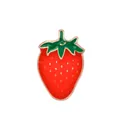Cute red strawberry enamel brooch pin with gold metal plating and green leaf detail - Strawberry Style (XZ0008)