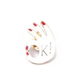 Detailed view of an enamel OK gesture pin with gold plating and red nail polish accents - OK Hand Gesture (XZ0037)