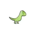 Broche en émail dinosaure de dessin animé vert minimaliste avec finition métallique lisse - Vert (XZ242)