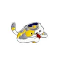 Cartoon calico cat enamel brooch with uniform cap and playful tongue on white background - Tricolor Uniform Cat (XZ0094)