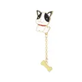 Enamel French Bulldog brooch with gold chain and bone pendant on white background - French Bulldog Style (XZ0109)