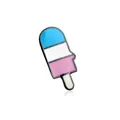 Cartoon popsicle enamel pin with light blue, white, and pink pastel colors on a white base - Popsicle Style (XZ0066)