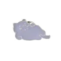 Cute lavender cartoon cat enamel brooch with silver metal outline for women and girls - Lavender Purple Lounging Cat (XZ0096)