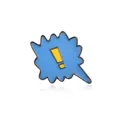 Cartoon enamel pin featuring a blue comic explosion bubble with a yellow exclamation mark - Exclamation Mark Style (XZ0067)