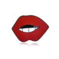 Vibrant red lip enamel pin with white teeth detail and black alloy outline - Red Lips Style (XZ0068)