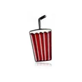 Cartoon enamel brooch featuring a red and white soda cup design with a black straw - Drink Cup Style (XZ0069)