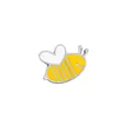 Creative yellow honey bee enamel brooch with white heart wings for jackets and bags - Cute Cartoon Yellow White Silver (C1111-1)