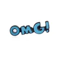 Cartoon OMG! exclamation mark enamel brooch pin in sky blue and black finish - OMG Letter Style (XZ0070)