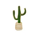 Détail d'une broche cactus en émail doré avec huile verte et design de pot blanc - Style Cactus (XZ0135)