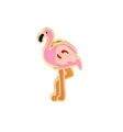 Charmante roze flamingo emaille broche met gouden metalen randen op witte achtergrond - Flamingo Stijl (C1090-7)