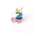 Fashionable unicorn enamel brooch with colorful mane and gold-plated metal outline - Rainbow Unicorn (XZ0303)