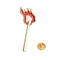 Goldene Streichholz-Brosche mit roter Emaille-Flamme und Butterfly-Verschluss auf der Rückseite - Streichholzform-Stil (XZ0148)