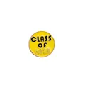 Round yellow enamel brooch with gold frame featuring Class of 2018 graduation badge text - Yellow Class of 2018 Style (XZ0263)