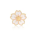 Schattige kersenbloesem broche met wit emaille en goudkleurige bloemdetails aan - Wit (XZ0219)