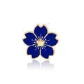 Marineblauwe en gouden emaille kersenbloesem broche met elegant bloemontwerp - Blauw (XZ0220)