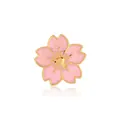 Roze kersenbloesem emaille broche met gouden meeldraden op een witte achtergrond - Roze (XZ0216)