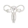Uterus-Brosche aus Silber mit weißen Perlen und herzförmigem Zirkon für Kleidung - Silberner Stil (XZ0428)