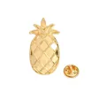 Spilla a forma di ananas dorato con trama a rombi e chiusura a farfalla in metallo - Stile Ananas Oro (XZ0161)