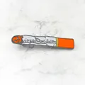 Enamel cigarette brooch with Never Knows Best text on marble background - Cigarette Shape (XZ0389)