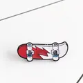 Creative skateboard enamel brooch pin featuring red lightning bolt and street style design - Red and White Color Block Skateboard Style (XZ0661)