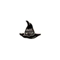 Basic Witch black enamel pin badge with gold lettering and wizard hat design - Basic Witch Black Style (XZ0398)