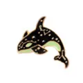 Artistic enamel orca whale brooch with starry constellation pattern on gold trim - Starry Orca Style (XZ0513)