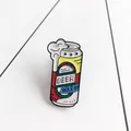 Retro Beer Warm enamel pin badge with colorful cartoon beer can design and stars - Beer Can Style(XZ0668)