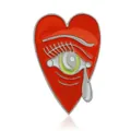 Broche en émail rétro en forme de cœur avec motif œil central et détail de larme - Cœur Mauvais Œil / Œil de cœur avec larme (XZ0418)