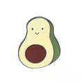 Nahaufnahme einer süßen Avocado-Emaille-Anstecknadel mit lächelndem Gesicht und Details - Lächelnder Avocado Stil (XZ0650)