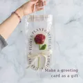 Handmade knitted red rose bouquet with green leaves in a luxury clear gift bag with ribbon - New Rose / 1 Piece (With Handbag) / Red