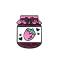 Broche de esmalte con forma de tarro de mermelada de fresa rosa y purpurina - Estilo Fresa Rosa (XZ0551)