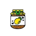Pin de tarro de mermelada de limón esmaltado con purpurina y un lazo verde - Estilo Limón Amarillo (XZ0550)