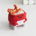 Handmade crochet dumpster fire plush with emotional support card in red yarn - Red