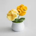 Handmade crochet double carnation potted plant in yellow and orange colors - Yellow and Orange Combination