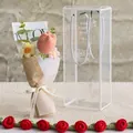 Handmade crochet tulip flower bouquet set in a transparent gift box with ribbons - Chubby Tulip - Orange Small PET Box / Orange