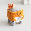 Handmade crochet emotional support dumpster fire plushie with a tiny card - Orange Dumpster Fire