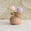 Tulipes en crochet fait main roses et violettes avec petits sacs en lin - Sac de Fortune Tulipe / Rose